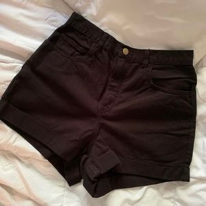 American Apparel - high waisted black denim shorts